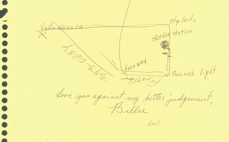Billie's hand-drawn map