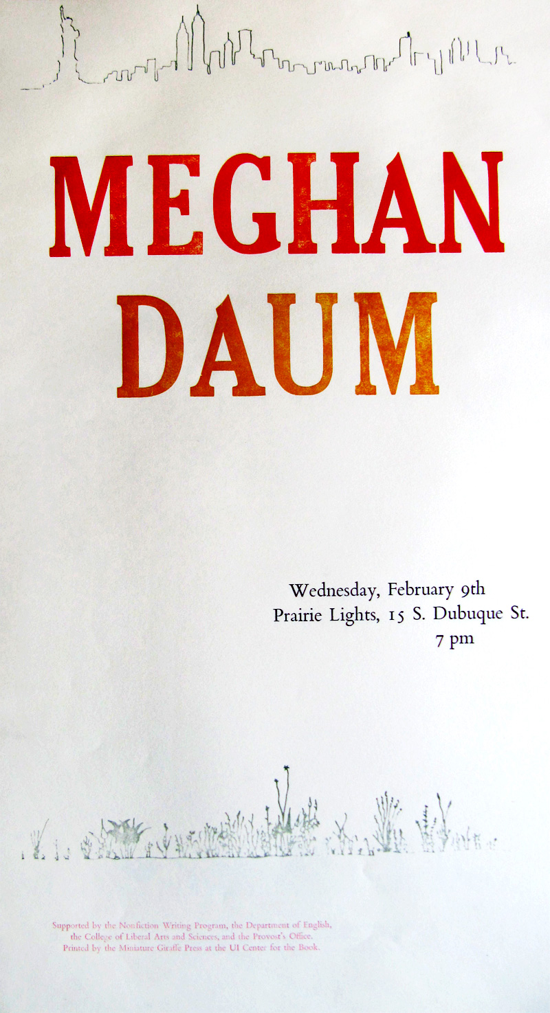 Meghan Daum Poster by Kendra Greene of Greene Ink Press