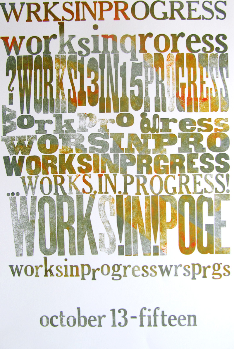 Works in Progress Festival (WIP) Poster by Kendra Greene of Greene Ink Press